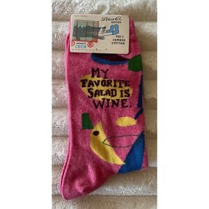Blue Q‎ Womens Crew Socks My Favorite Salad is Wine Funny Novelty Size 5-10